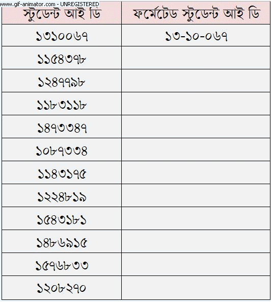 Stdnt id frmtd